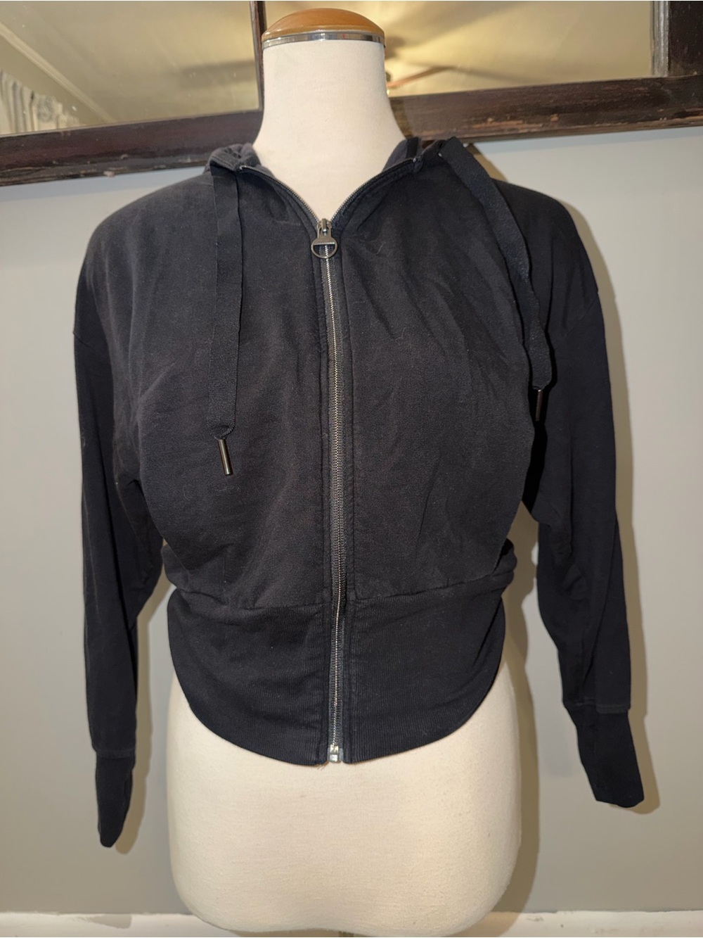 Athleta Black Full-Zip Hooded Sweatshirt